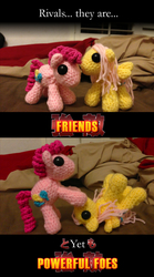 Size: 1576x2844 | Tagged: safe, artist:ignition4596, fluttershy, pinkie pie, pony, g4, female, irl, persona 4 arena, photo, plushie