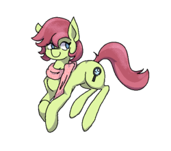 Size: 533x472 | Tagged: safe, artist:rellopone, oc, oc only, oc:prancy drew, earth pony, pony, blue eyes, clothes, cutie mark, eye bag, female, green coat, magnifying glass, mare, prancing, red mane, scarf, simple background, simple shading, solo, transparent background
