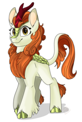 Size: 2000x3000 | Tagged: safe, artist:glitterstar2000, autumn blaze, kirin, g4, sounds of silence, cute, female, high res, simple background, smiling, solo, white background