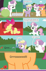 Size: 1024x1573 | Tagged: safe, artist:darkofstp, apple bloom, dinky hooves, scootaloo, sweetie belle, comic:my wings will keep you safe, g4, adorabloom, cute, cutealoo, cutie mark crusaders, diasweetes, helmet, hungry, sleeping, stomach growl, stomach noise