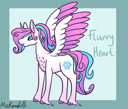 Size: 1750x1500 | Tagged: safe, artist:misskanabelle, princess flurry heart, alicorn, pony, g4, chest fluff, colored wings, colored wingtips, curved horn, ear fluff, female, horn, mare, older, older flurry heart, signature, solo, unshorn fetlocks