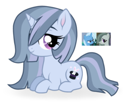 Size: 1305x1077 | Tagged: safe, artist:unoriginai, marble pie, trixie, oc, pony, unicorn, g4, adoptable, crack shipping, female, filly, lesbian, magical lesbian spawn, offspring, parent:marble pie, parent:trixie, parents:marbixie, screencap reference, ship:marbixie, shipping, simple background, transparent background