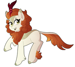 Size: 1280x1139 | Tagged: safe, artist:emera33, autumn blaze, kirin, g4, sounds of silence, cloven hooves, female, open mouth, raised hoof, simple background, solo, white background
