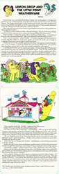 Size: 674x1988 | Tagged: safe, official comic, brandy, lemon drop, majesty, peachy, posey, pony, comic:my little pony (g1), g1, official, female, goldie the weathervane, gymkhana, lemon drop and the little pony weathervane, lemon drop and the weathervane pony, naïve, sandman, show stable, story, thistle pixies, trophy, weather control, weather witch, weathervane