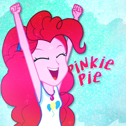 Size: 500x500 | Tagged: safe, artist:angylopez, edit, screencap, pinkie pie, equestria girls, equestria girls series, g4, clothes, eyes closed, female, icon, jewelry, necklace, open mouth, shirt, solo