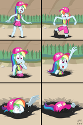 Size: 1200x1800 | Tagged: dead source, safe, artist:hefess, rainbow dash, equestria girls, equestria girls series, g4, asphyxiation, breasts, bubble, clothes, comic, drowning, female, fetish, harsher in hindsight, hilarious in hindsight, imminent death, peril, quicksand, sinking, solo, swimsuit, tar, tar pit, tragic in hindsight, why
