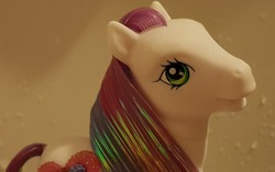 Size: 1280x805 | Tagged: safe, artist:milkywaystreetmagic, lovey dovey (g3), pony, g3, butt, cleaning, irl, looking at you, photo, plot, solo, toy, toy care, washing hair, wet mane