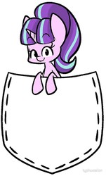 Size: 605x1000 | Tagged: safe, artist:typhwosion, starlight glimmer, pony, unicorn, g4, female, looking at you, mare, pocket, pocket pony, simple background, smiling, solo, white background