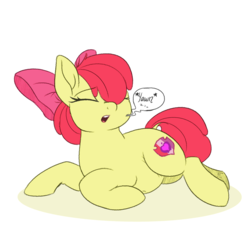 Size: 2000x2000 | Tagged: dead source, safe, anonymous artist, artist:kinky tease, color edit, derpibooru exclusive, edit, apple bloom, earth pony, pony, g4, adorabloom, belly button, chubby, chubby bloom, colored, cute, daaaaaaaaaaaw, dock, eyes closed, female, filly, foal, high res, hnnng, medibang paint, prone, simple background, sleepy, solo, weapons-grade cute, white background, yawn