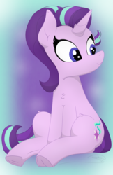 Size: 1105x1701 | Tagged: safe, artist:soctavia, starlight glimmer, pony, g4, cute, female, happy, simple background, sitting, solo