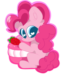 Size: 3207x3711 | Tagged: safe, artist:kittyrosie, part of a set, pinkie pie, earth pony, pony, g4, chibi, cute, diapinkes, female, food, heart eyes, high res, macaron, mare, part of a series, simple background, solo, transparent background, wingding eyes