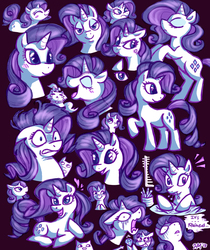 Size: 4202x5012 | Tagged: safe, artist:dreaminatom, opalescence, rarity, pony, unicorn, absurd resolution, brush, commonity, compilation, cup, diamond, female, mare, multeity, solo