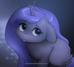 Size: 1046x955 | Tagged: safe, artist:katputze, princess luna, alicorn, pony, g4, animated, crying, cute, daaaaaaaaaaaw, eye shimmer, female, filly, lip quiver, lunabetes, mare, pouting, sad, sadorable, solo, woona, younger