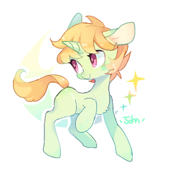 Size: 566x566 | Tagged: safe, artist:akamei, oc, oc only, pony, unicorn, simple background, smiling, solo