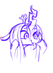 Size: 342x471 | Tagged: safe, artist:dimfann, queen chrysalis, changeling, changeling queen, g4, :p, bust, cute, cutealis, drawpile, female, monochrome, silly, sketch, solo, tongue out