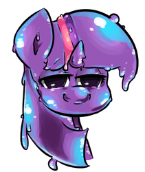 Size: 421x499 | Tagged: safe, artist:boggle, twilight sparkle, goo pony, original species, g4, bust, female, simple background, slimelight, smiling, solo, white background