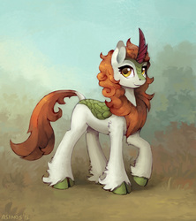 Size: 1200x1350 | Tagged: safe, artist:asimos, autumn blaze, kirin, g4, sounds of silence, cloven hooves, female, leonine tail, looking at you, smiling, solo