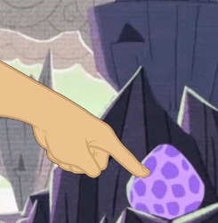 Size: 917x934 | Tagged: safe, edit, edited screencap, screencap, father knows beast, g4, boop, boop edit, egg, finger, hand, land of the scale collectors, spike's egg