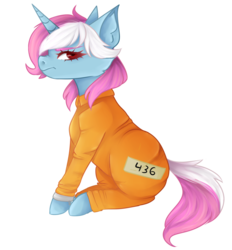 Size: 1809x1949 | Tagged: safe, artist:naturallightning, oc, oc only, oc:gemstone hammerhoof, pony, clothes, cuffs, frustrated, prison outfit, prisoner, shackles, simple background, solo, transparent background