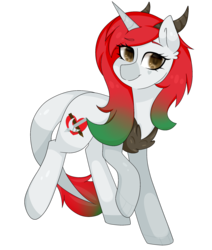 Size: 1700x2001 | Tagged: safe, artist:oniiponii, oc, oc only, pony, commission, female, horns, simple background, smiling, solo, transparent background