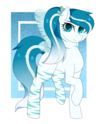 Size: 1720x2160 | Tagged: safe, artist:oniiponii, oc, oc only, pony, butterfly wings, commission, female, mare, raised hoof, simple background, smiling, solo, transparent background