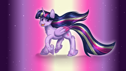 Size: 1920x1080 | Tagged: safe, artist:sintakhra, twilight sparkle, alicorn, pony, g4, female, mare, rainbow power, solo, twilight sparkle (alicorn), unshorn fetlocks