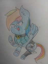 Size: 3264x2448 | Tagged: safe, rainbow dash, pony, g4, clothes, cosplay, costume, crossover, female, high res, ms. fortune, skullgirls, solo, traditional art