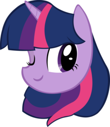Size: 3310x3814 | Tagged: safe, artist:boggle, twilight sparkle, pony, g4, bust, collaboration, female, high res, mare, one eye closed, simple background, solo, transparent background, wink