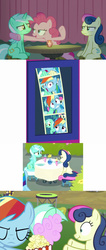 Size: 556x1310 | Tagged: safe, edit, edited screencap, screencap, bon bon, lyra heartstrings, pinkie pie, rainbow dash, sweetie drops, g4, grannies gone wild, the end in friend, the maud couple, the washouts (episode)