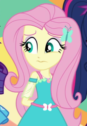 Size: 538x777 | Tagged: safe, screencap, fluttershy, equestria girls, equestria girls series, g4, rollercoaster of friendship, cropped, female, geode of fauna, worried