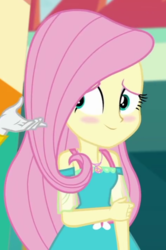 Size: 477x720 | Tagged: safe, screencap, fluttershy, rarity, equestria girls, equestria girls series, g4, rollercoaster of friendship, blushing, cropped, cute, female, geode of fauna, shyabetes, solo focus
