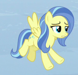 Size: 303x292 | Tagged: safe, screencap, sunshower, pegasus, pony, g4, tanks for the memories, background pony, cropped, female, flying, mare, solo