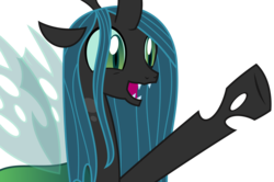 Size: 5094x3375 | Tagged: safe, artist:sketchmcreations, ocellus, queen chrysalis, changeling, changeling queen, g4, what lies beneath, cute, cutealis, diaocelles, disguise, disguised changeling, dork, dorkalis, female, happy, open mouth, queen chrysellus, raised hoof, simple background, smiling, solo, transparent background, vector, when she smiles