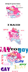 Size: 1104x2842 | Tagged: safe, artist:pinkablue, pinkie pie, rainbow dash, earth pony, pegasus, pony, g4, :t, blushing, bust, c:, comic, cute, dashabetes, dialogue, diapinkes, eyes closed, female, flower, gay, hug, lesbian, mare, one eye closed, ship:pinkiedash, shipping, simple background, smiling, sparkles, stop, super gay, text, typography, wat, white background, wink