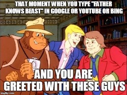 Size: 480x360 | Tagged: safe, father knows beast, g4, barely pony related, bing, caption, eddie spencer jr., filmation's ghostbusters, ghostbusters, google, image macro, jake kong jr., meme, text, tracy the gorilla, youtube