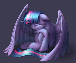 Size: 2423x2015 | Tagged: safe, artist:stratodraw, twilight sparkle, alicorn, pony, g4, crying, eyes closed, feels, female, high res, mare, sad, simple background, solo, twilight sparkle (alicorn)