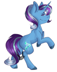 Size: 1024x1299 | Tagged: dead source, safe, artist:amenhonestly, artist:siena1923, starlight glimmer, trixie, pony, unicorn, g4, commission, commissioner:bigonionbean, cutie mark, female, fusion, fusion:starlight glimmer, fusion:startrix, fusion:trixie, looking at you, mare, rearing, simple background, smiling, solo, transparent background