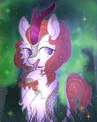 Size: 1280x1608 | Tagged: dead source, safe, artist:topolok, autumn blaze, kirin, g4, sounds of silence, cloven hooves, female, tongue out