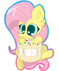 Size: 2825x3401 | Tagged: safe, artist:kittyrosie, part of a set, fluttershy, pegasus, pony, g4, chibi, cute, female, food, heart eyes, high res, macaron, mare, part of a series, shyabetes, simple background, solo, transparent background, wingding eyes