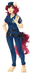 Size: 1785x3958 | Tagged: safe, artist:alexa1alexa, oc, oc only, earth pony, anthro, anthro oc, commission, digital art, female, hat, high res, mare, police officer, police uniform, simple background, solo, transparent background