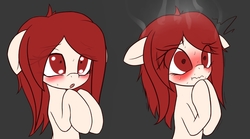 Size: 2200x1222 | Tagged: dead source, safe, artist:an-m, oc, oc only, oc:har blair, earth pony, pony, blushing, blushing profusely, female, nervous, open mouth, pony oc, solo