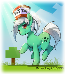 Size: 1053x1189 | Tagged: safe, artist:maxyunlong, earth pony, pony, creeper, female, mare, minecraft, ponified, solo