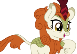 Size: 4784x3375 | Tagged: safe, artist:sketchmcreations, autumn blaze, kirin, g4, season 8, sounds of silence, happy, open mouth, raised hoof, simple background, solo, transparent background, vector