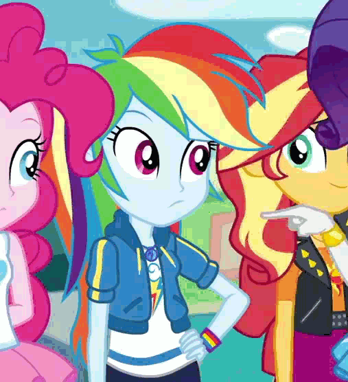 1828551 - safe, screencap, pinkie pie, rainbow dash, rarity, sunset  shimmer, equestria girls, equestria girls series, rollercoaster of  friendship, animated, cropped, dab, female, geode of super speed, gif,  magical geodes, rainbow dab,