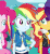 Size: 507x556 | Tagged: safe, screencap, pinkie pie, rainbow dash, rarity, sunset shimmer, equestria girls, equestria girls specials, g4, my little pony equestria girls: better together, my little pony equestria girls: rollercoaster of friendship, animated, cropped, dab, female, geode of super speed, gif, magical geodes, rainbow dab, stabilized