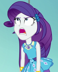 Size: 826x1019 | Tagged: safe, screencap, rarity, equestria girls, equestria girls series, g4, rollercoaster of friendship, angry, bracelet, cropped, female, geode of shielding, jewelry, magical geodes, makeup, marshmelodrama, open mouth, rarity being rarity, rarity peplum dress, sleeveless, solo, teenager