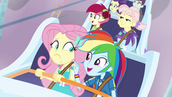 Size: 1920x1080 | Tagged: safe, screencap, fluttershy, rainbow dash, roseluck, equestria girls, equestria girls specials, g4, my little pony equestria girls: better together, my little pony equestria girls: rollercoaster of friendship, background human, faic, female, geode of fauna, geode of super speed, magical geodes, unnamed character, unnamed human