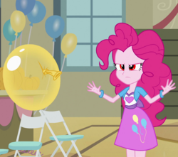 Size: 1232x1088 | Tagged: safe, edit, edited screencap, screencap, pinkie pie, comic:the amazonian effect, comic:the amazonian effect ii, equestria girls, g4, my little pony equestria girls, angry, balloon, red eyes, tribute