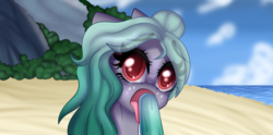Size: 2125x1050 | Tagged: safe, artist:xcinnamon-twistx, oc, oc only, oc:altostratus, beach, commission, food, looking at you, popsicle, tongue out, ych result