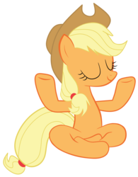 Size: 2665x3416 | Tagged: safe, artist:razoredge2312, derpibooru exclusive, applejack, earth pony, pony, a rockhoof and a hard place, g4, crossed hooves, crossed legs, eyes closed, female, high res, lotus position, mare, meditating, simple background, sitting, transparent background, vector, yoga